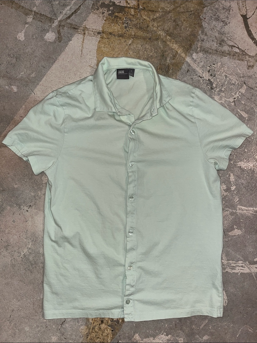 Medium ASOS Light Mint Short Sleeve Button-Down Shirt
